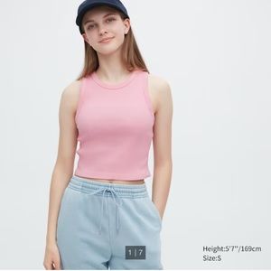 PACK OF TWO Uniqlo Ribbed Racer Back Cropped Tank